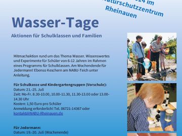Plakat: Wassertage am Naturschutzzentrum Rheinauen